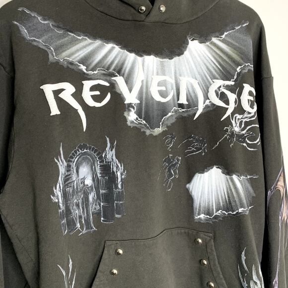 Revenge x Diablo 4 Hoodie Men’s Medium Made In The USA Black Graphic - Picture 3 of 14